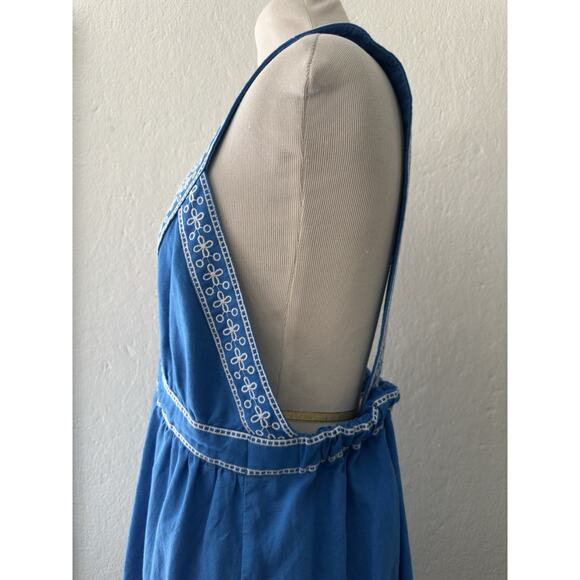 J.Crew Goddess Maxi Dress Eyelet Trim Linen Blend Lined Summer Beach Sz Med - Picture 7 of 16